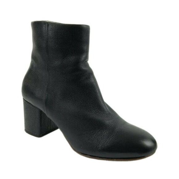 Splendid Pebbled Leather Ankle Block Heel Bootie Black 9.5 - Picture 1 of 11